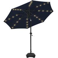 PASAMIC 10 ft. Aluminum Solar Led Market Umbrella Outdoor Patio Umbrella with Base 32 LED Lights in Navy Blue A0AB13E0-B1B01