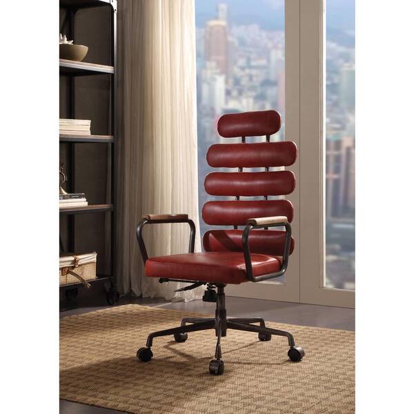 Acme Furniture Calan Vintage Red Top Grain Leather Executive 