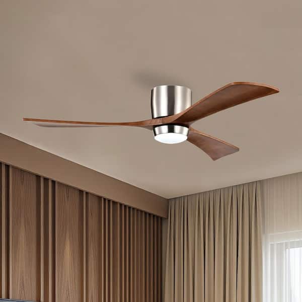 MODERN HABITAT Serenity Shine 52 in. Integrated LED Indoor Flush Mount Nickel Standard Ceiling Fan with Light and Remote