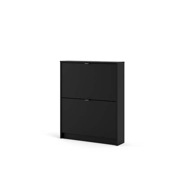 Tvilum 33.54 in. H x 27.68 in. W Black Wood Shoe Storage Cabinet