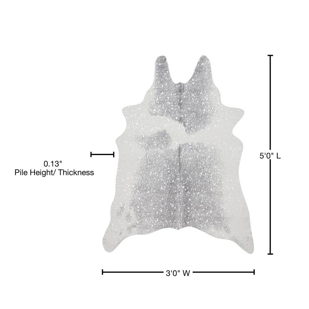 Bryce Gray and Silver Faux Cowhide Area Rug, 3'10" x 5'