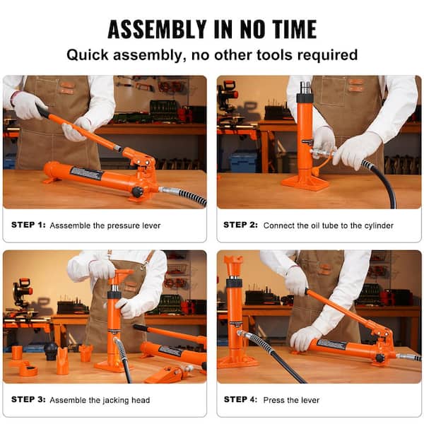 VEVOR 4 Ton Porta Power Hydraulic Ram Jack Kit 8800 Lbs. Load Body