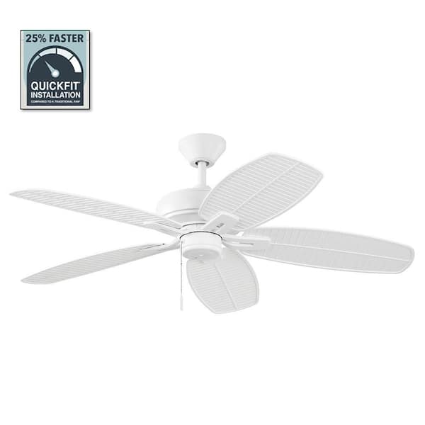 Hampton Bay Cartrella 52 in. Indoor/Outdoor Matte White Ceiling Fan with Pull Chains and Downrod Included