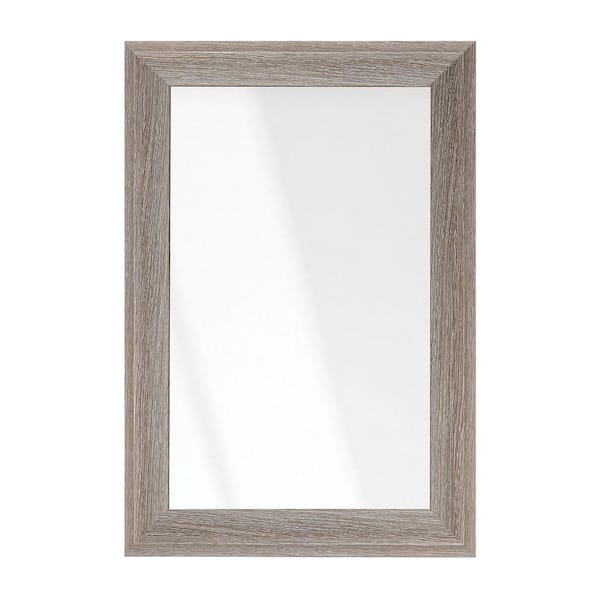 BrandtWorks 26.5 in. W x 39 in. H Montauk Beachwood Rustic Medium Brown Sloped Wall Mirror