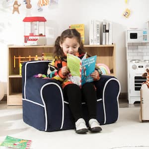 Navy Velvet Fabric Kids Sofa Toddler Foam Filled Armchair Baby Perfect Gift