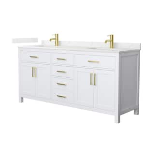 Beckett 72 in. Double Freestanding White Bath Vanity with Giotto Quartz Top