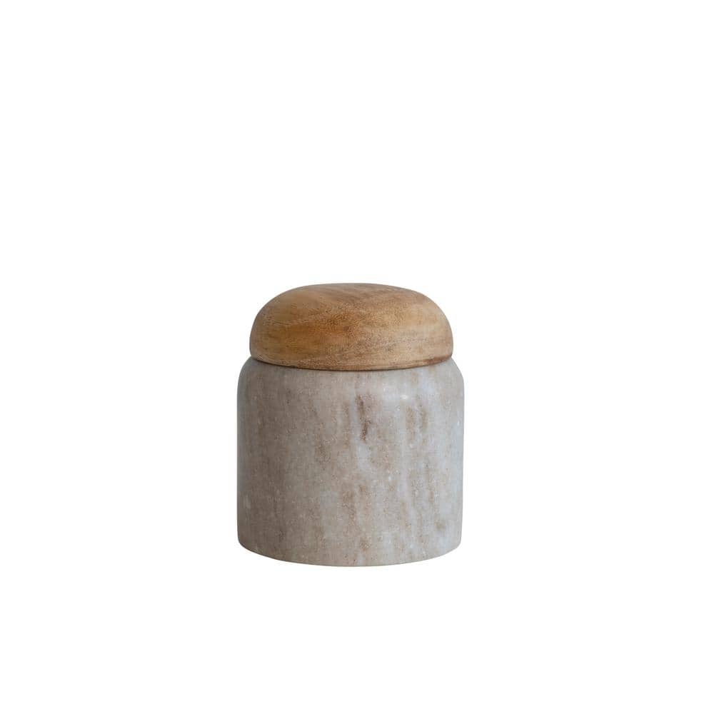 3 in. x 3.25 in. Beige Modern Marble Canister with Wood Lid price history on PriceWatchPro