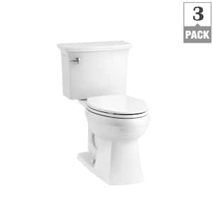 Elmbrook Complete Solution 2-Piece 1.28 GPF Single Flush Elongated Toilet in White, Seat Included (3-Pack)