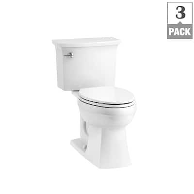 Elmbrook Complete Solution 2-Piece 1.28 GPF Single Flush Elongated Toilet in White, Seat Included (3-Pack)