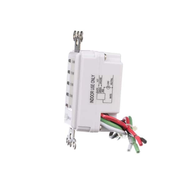 Woods 59007 Decora Style 30-15-10-5 Minute Preset Wall Switch Timer 30-M White 