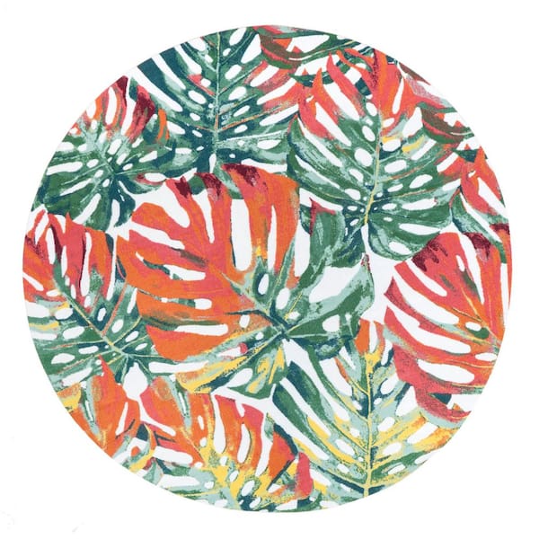 nuLOOM Contemporary Floral Janice Multi 4 ft. x 4 ft. Indoor/Outdoor Round Rug