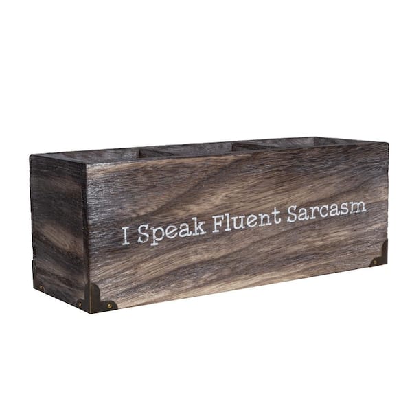 Brown 10.5 in. x 4 in. Wood Modern Desktop Organizers for Pens and Office Supplies, Desk Accessories