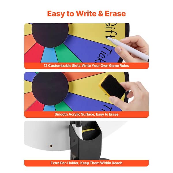 Roue De Loterie En Acrylique Effaçable – Plateau Rotatif Avec Ventouse – Idéal Pour Festivals, Classe, Réunions – 8 Couleurs Vives