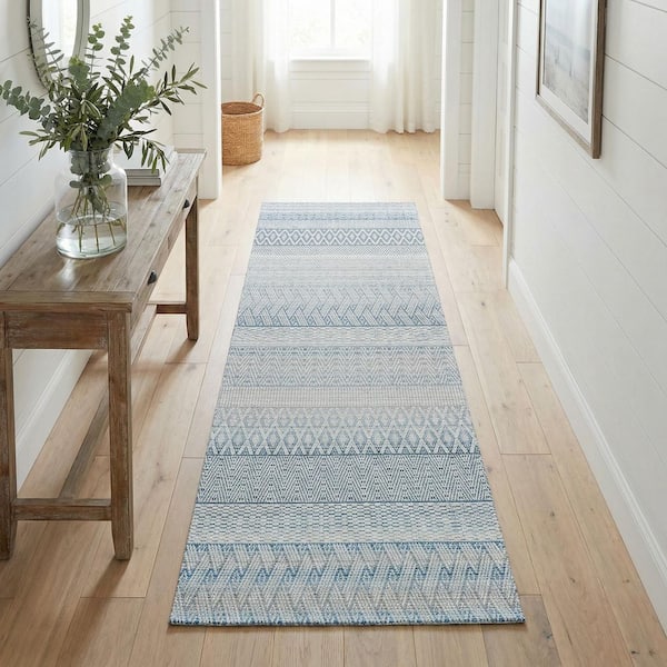Cape Gables Surf 2 ft. x 12 ft Casual Flatwoven Geometric Polypropylene Runner Indoor/Outdoor Area Rug