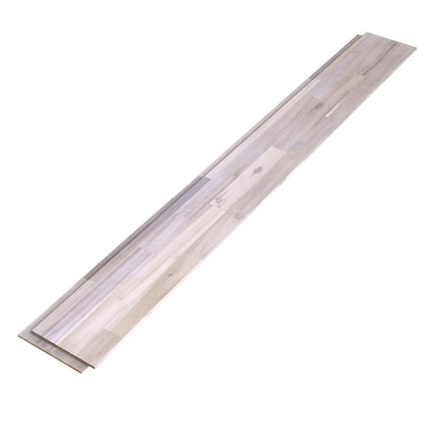 Interbuild 48 in. L x 6 in. W x 0.4 in. T, Solid Acacia Shiplap Wall Boards, Organic White, (5 per Package - 8.75 sq. ft. Coverage)