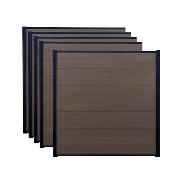 Frame It All 6 ft. x 6 ft. Valla Composite Fence Panel Mahogany (5-Pack)