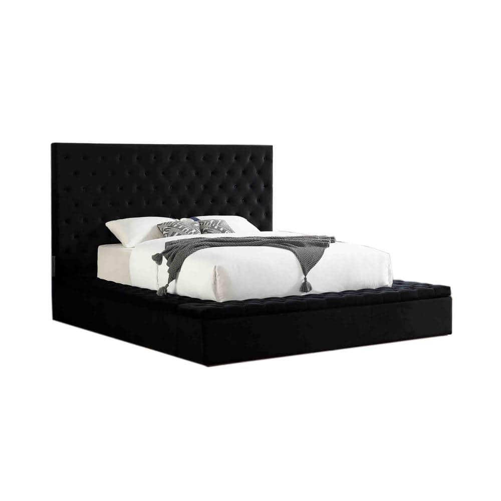 Luxurious King Velvet Tufted Upholstered Platform Bed with Storage