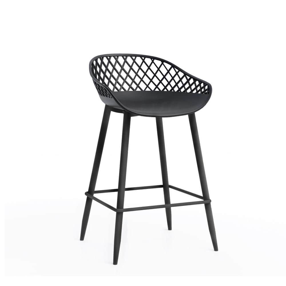 Sleek Black Metal Adjustable Kurv Counter Stool Set