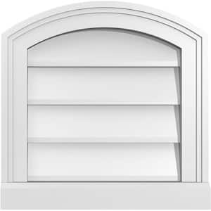 16 in. x 16 in. Arch Top Surface Mount PVC Gable Vent: Functional with Brickmould Sill Frame