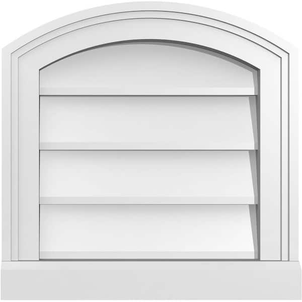 Ekena Millwork 16 in. x 16 in. Arch Top Surface Mount PVC Gable Vent: Functional with Brickmould Sill Frame