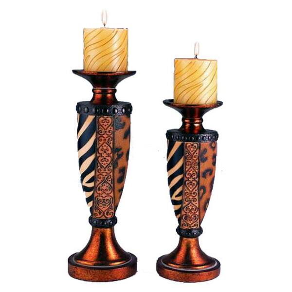 ORE International 12 in. and 14 in. H Safari Candle Holder Set