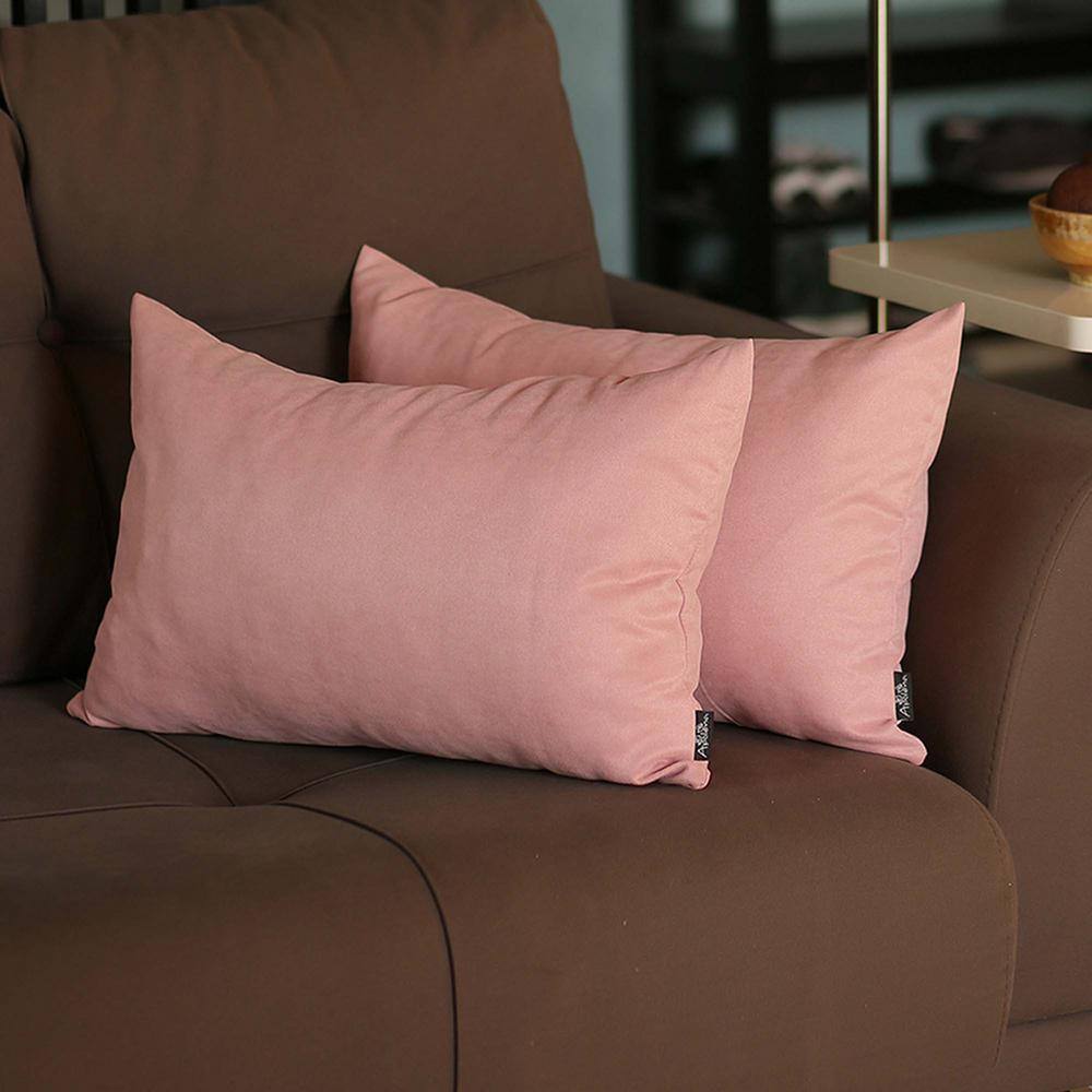 Light Pink Polyester Lumbar Pillow Covers Set of 2