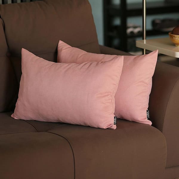 MIKE & Co. NEW YORK Honey Decorative Throw Pillow Cover Solid Color 12 in. x 20 in. Light Pink Lumbar Pillowcase Set of 2