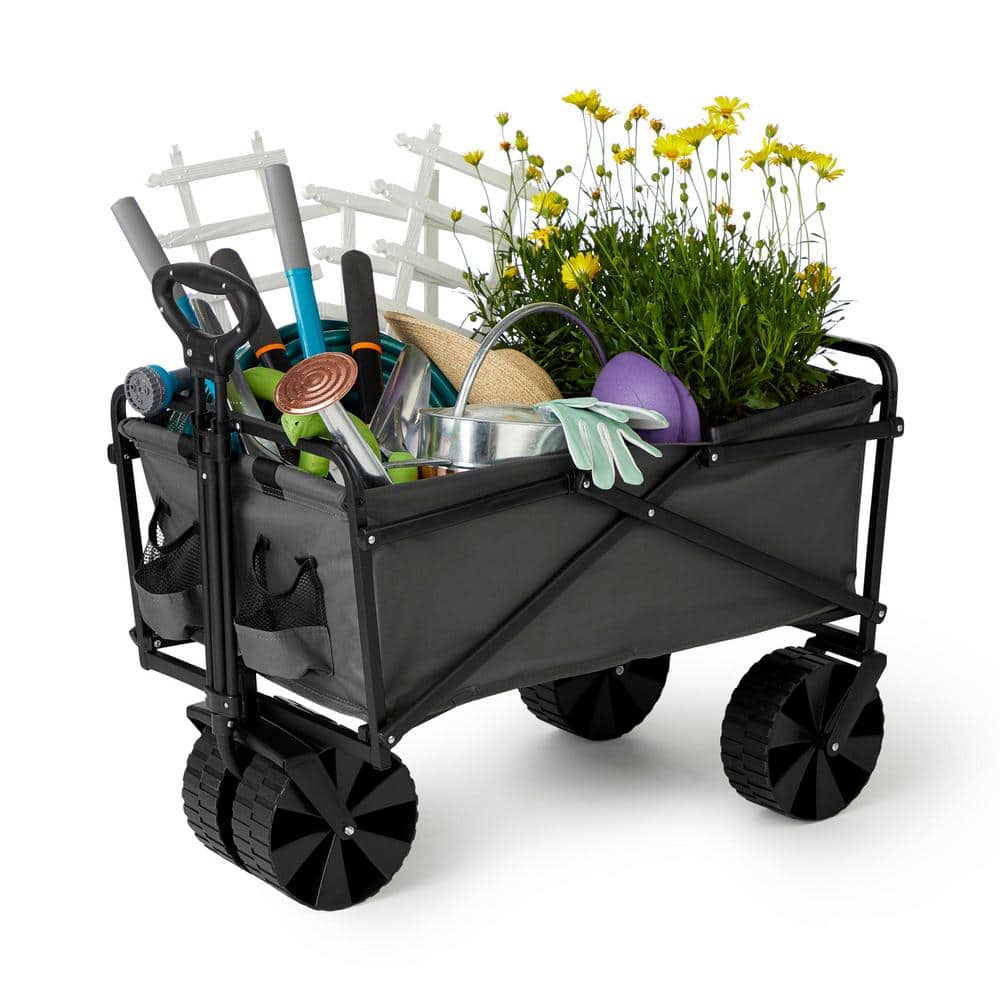 Gray Heavy Duty Steel Frame Collapsible Utility Wagon