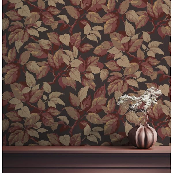 Red Canopy Burgundy Leaf Wallpaper Sample