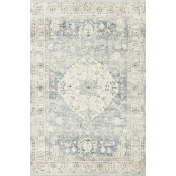 Loloi Rosette Denim/Fog 1 ft. 6 in. x 1 ft. 6 in. Sample Shabby-Chic Plush Cloud Pile Area Rug