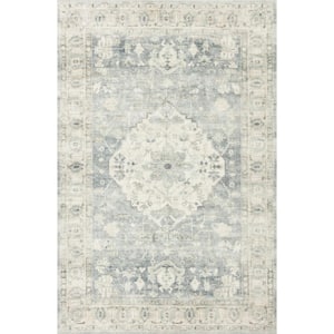 Rosette Denim/Fog 2 ft. 6 in. x 7 ft. 6 in. Shabby-Chic Plush Cloud Pile Runner Rug