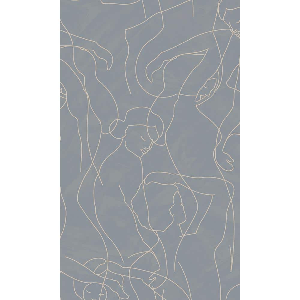 Dusty Blue Abstract Model Lines Print Non-Woven Non-Pasted Textured Wallpaper 57 sq. ft. price history on PriceWatchPro