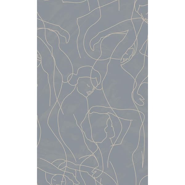 Walls Republic Dusty Blue Abstract Model Lines Print Non-Woven Non-Pasted Textured Wallpaper 57 sq. ft.