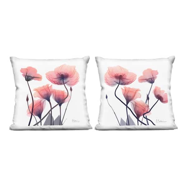 Stupell Industries Various Faded Pink Flowers Pink Abstract Polyester 18 in. x 18 in. Throw Pillow Set of 2
