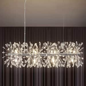 Shawn 12-Light Chrome French Long Bar Dandelion-Shaped Crystal Bead Chandelier