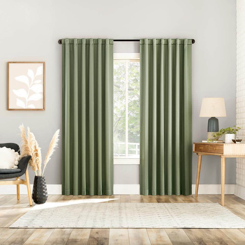 Sage Green Blackout Magnetic Closure Curtain Panel Pair, 52" x 63"