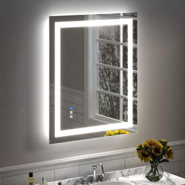 Super Bright 36 in. W x 30 in. H Rectangular Frameless LED Light Wall Bathroom Vanity Mirror Front Light and Backlit
