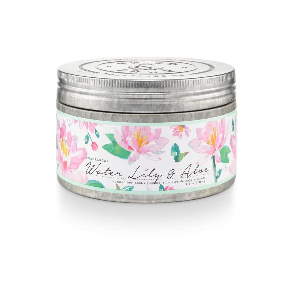 14.1 fl. oz. Water Lily and Aloe Large Tin Scented Candle (1-Pack)