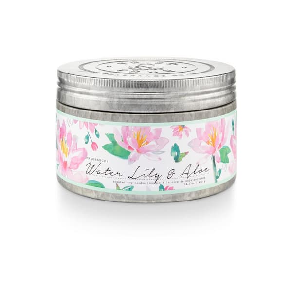 Unbranded 14.1 fl. oz. Water Lily and Aloe Large Tin Scented Candle (1-Pack)