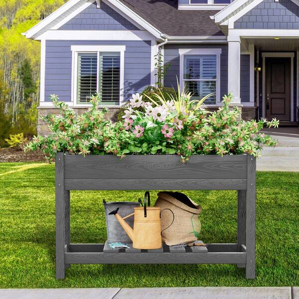45 in. x 18 in. x 29 in. Outdoor Plastic Raised Garden Bed in Gray