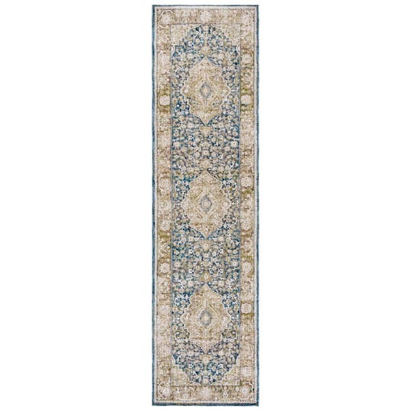 Finley 2 ft. x 10 ft. Blue/Beige Medallion FIN324M Runner Rug