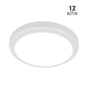 13 in. White Round LED Flush Mount with Night Light and Interchangeable Black Trim 1500 Lumens Adjustable CCT (12-Pack)