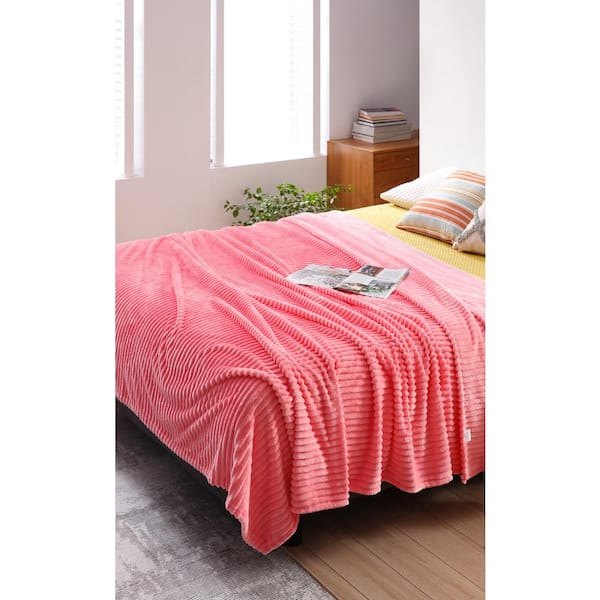 Ter ere van Schurend longontsteking Pink Ribbed 100% Polyester King Blanket 108 in. x 90 in. 5687-K PINK - The  Home Depot