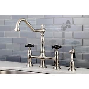 Duchess 2-Handle Bridge Kitchen Faucet with Side Sprayer in Brushed Nickel