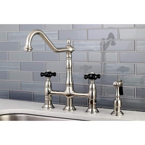 Duchess 2-Handle Bridge Kitchen Faucet with Side Sprayer in Brushed Nickel