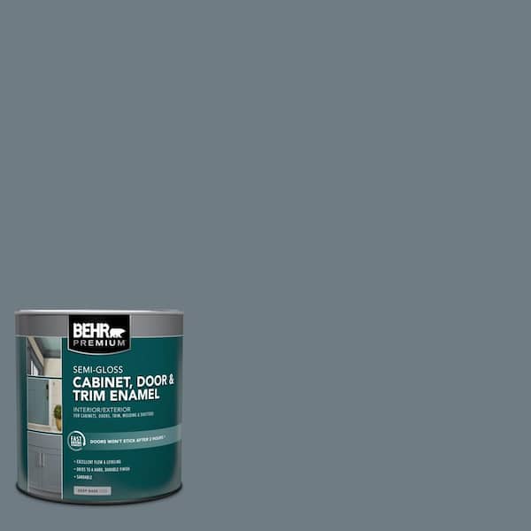 BEHR PREMIUM 1 qt. #N490-5 Charcoal Blue Semi-Gloss Enamel Interior/Exterior Cabinet, Door & Trim Paint