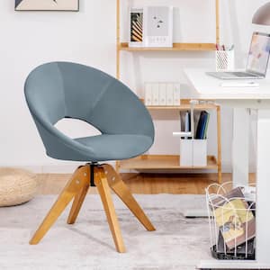 Mid Century Modern Grey Wood Swivel Accent Chair Fabric Armchair Velvet Living Room