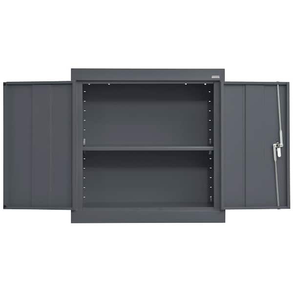 22-Gauge Steel 2-Shelf Wall Mounted Garage Storage Cabinet in Charcoal (30 in. W x 26 in. H x 12 in. D)