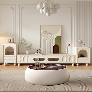 45.67 in Beige Round MDF Top Coffee Table