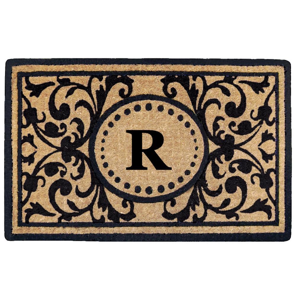 Heavy Duty Black 22 in. x  36 in. Coir Heritage Monogrammed R Indoor Outdoor Door Mat price history on PriceWatchPro